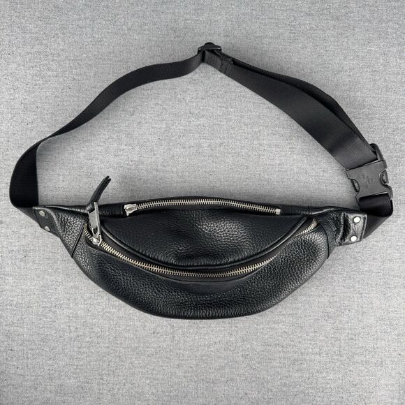 Treasure & Bond Belt‎ Fanny Bag Small Black Leather Festival Western Soft Flawed - Picture 1 of 16